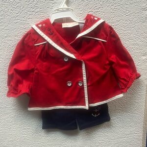 Vintage 90s Red & Blue Beluga New York baby 2 piece set*